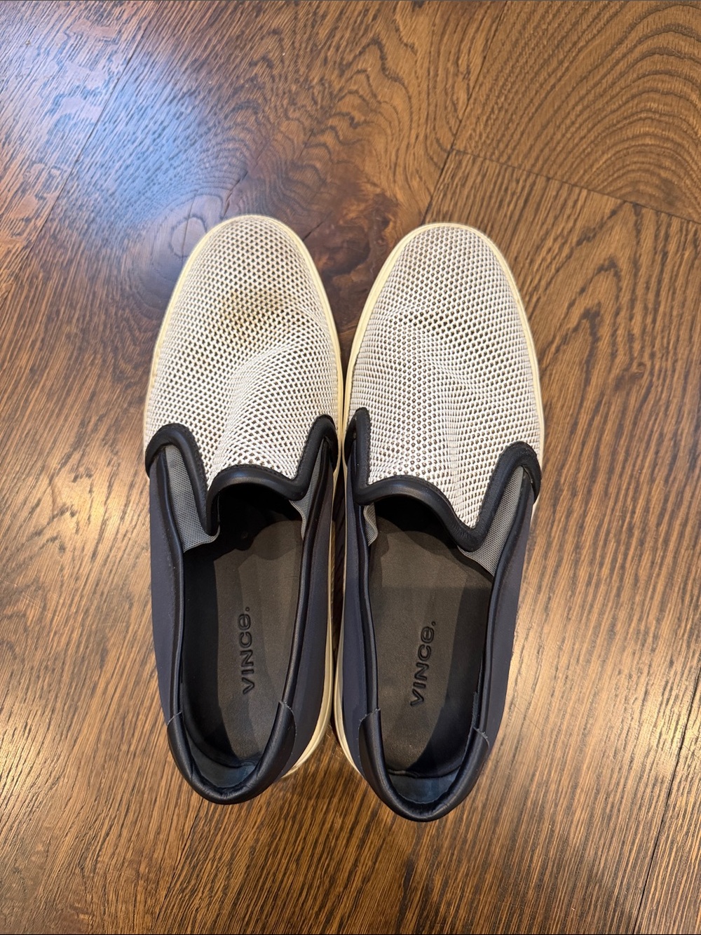 Vince Women’s Slip-On Sneakers in Mesh White Black Navy